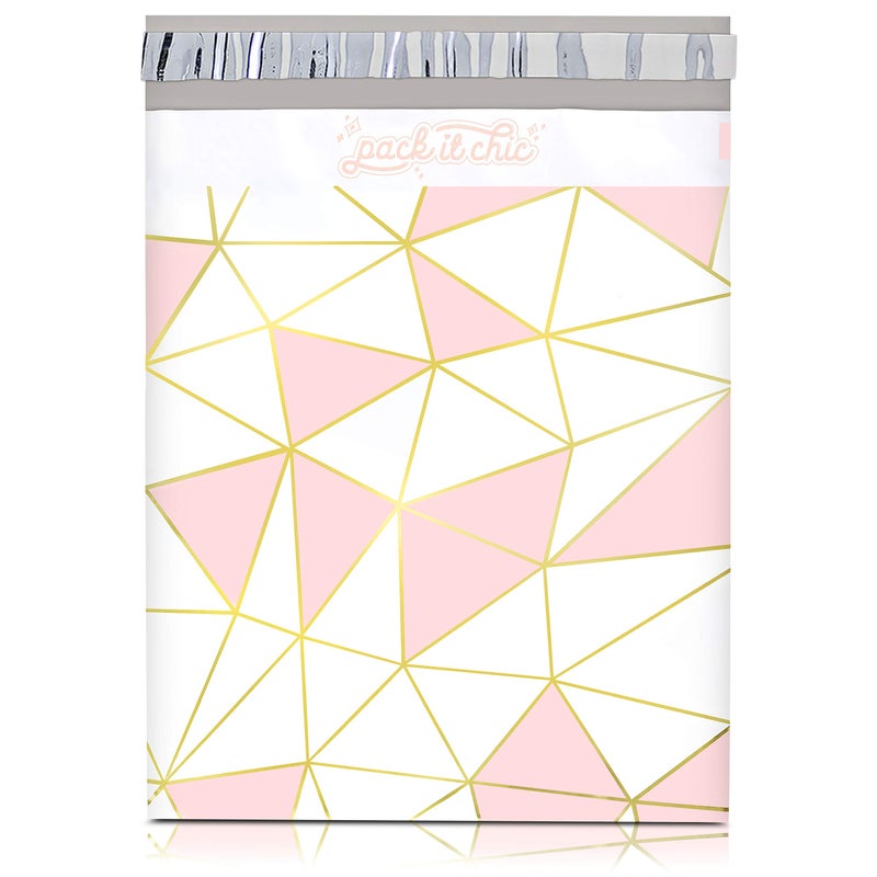 Pack It Chic - 10X13 (100 Pack) Mosaic Triangle Poly Mailer Envelope Plastic Custom Mailing & Shipping Bags - Self Seal - Image 1